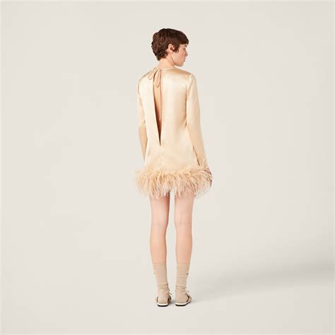 miu miu white feather dress|Albino White Satin Mini.